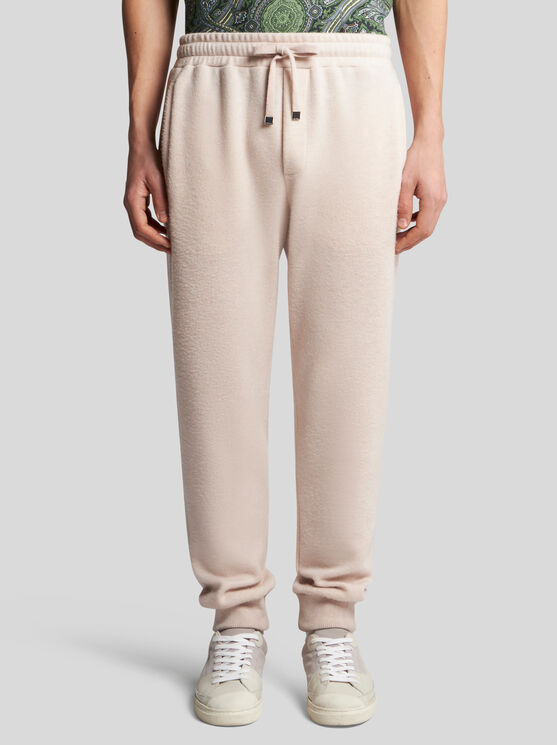 Etro Pegaso-embroidered Wool Jogging Trousers In Beige
