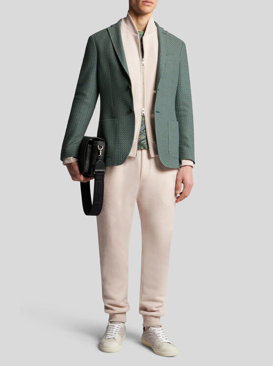 Etro Pegaso-embroidered Wool Jogging Trousers In Beige