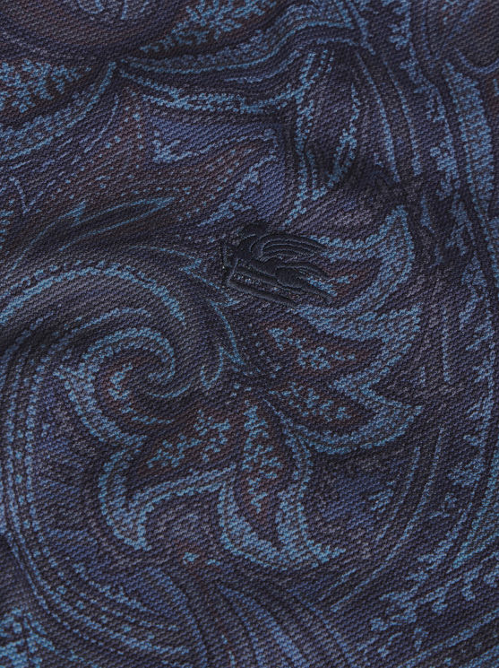 Shop Etro Paisley Polo Shirt With Logo In Navy Blue