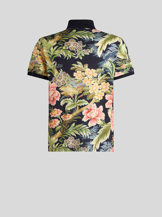 Shop Etro Polo Shirt With Floral Print In Multicolour