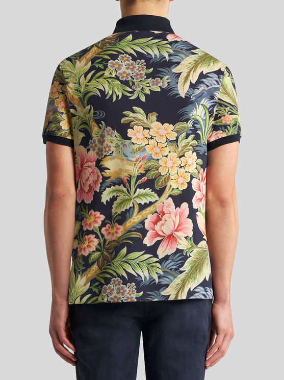 Shop Etro Polo Shirt With Floral Print In Multicolour