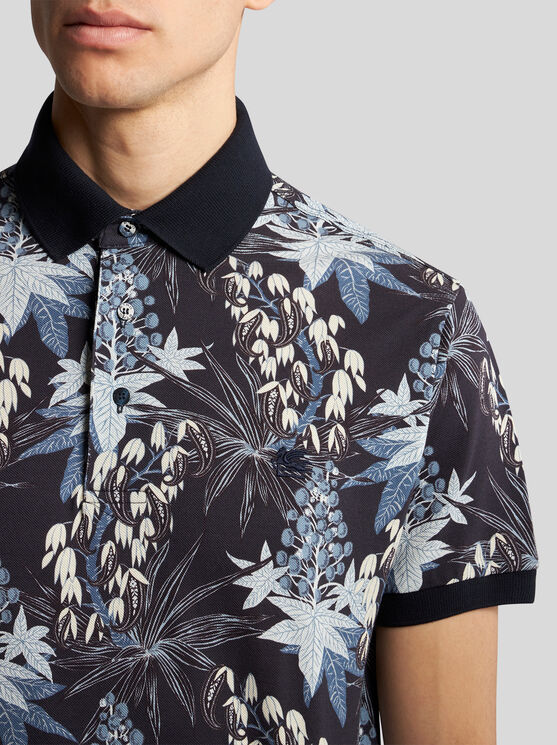 Shop Etro Polo Shirt With Print In Navy Blue