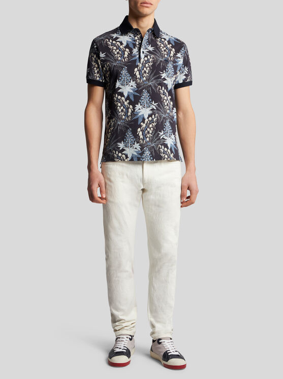 Shop Etro Polo Shirt With Print In Navy Blue