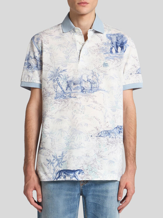Etro Poloshirt Mit Safari-print In Hellblau