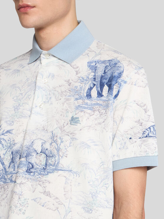 Etro Poloshirt Mit Safari-print In Hellblau