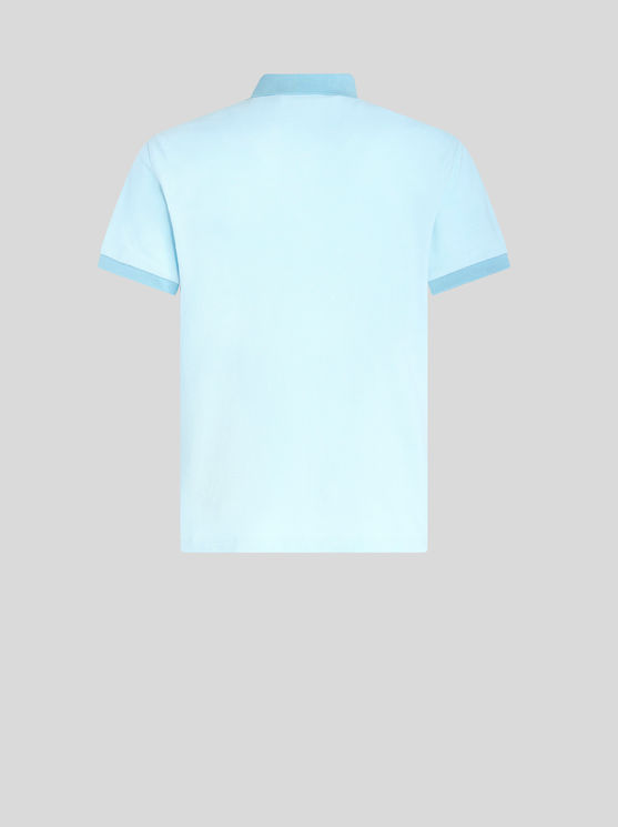 Shop Etro Polo Shirt With Embroidered Pegaso In Light Blue