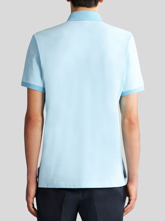 Shop Etro Polo Shirt With Embroidered Pegaso In Light Blue