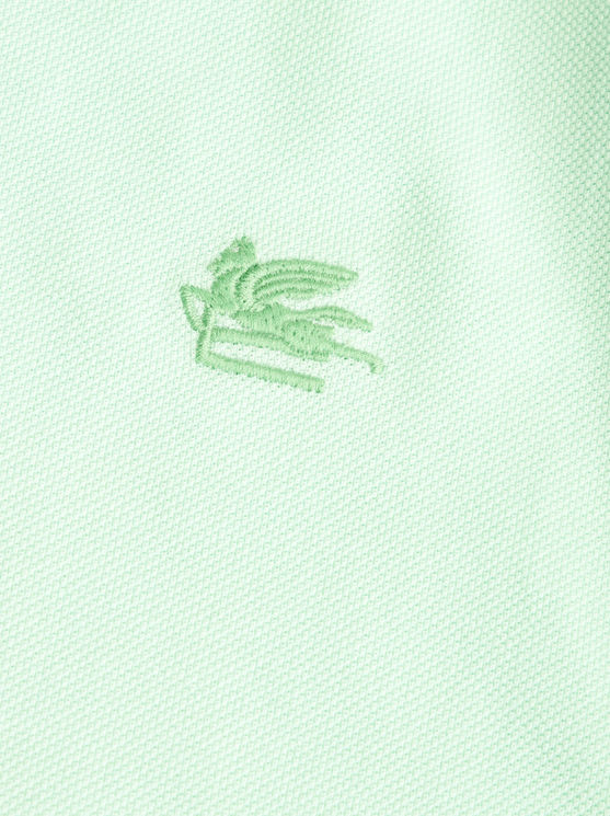 Shop Etro Polo Shirt With Embroidered Pegaso In Green