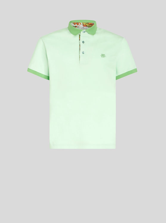 Shop Etro Polo Shirt With Embroidered Pegaso In Green