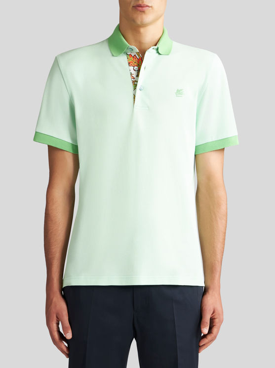 Shop Etro Polo Shirt With Embroidered Pegaso In Green