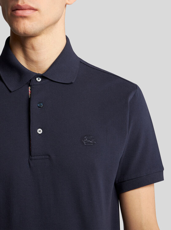 Shop Etro Polo Shirt With Embroidered Pegaso In Black