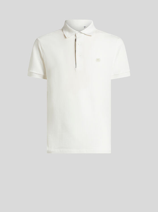 Shop Etro Poloshirt Mit Gesticktem Pegasus In Weiss