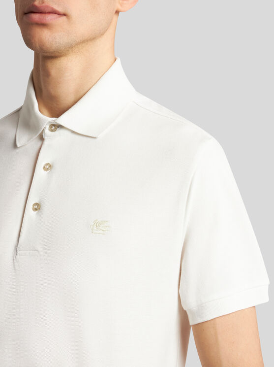 Shop Etro Poloshirt Mit Gesticktem Pegasus In Weiss