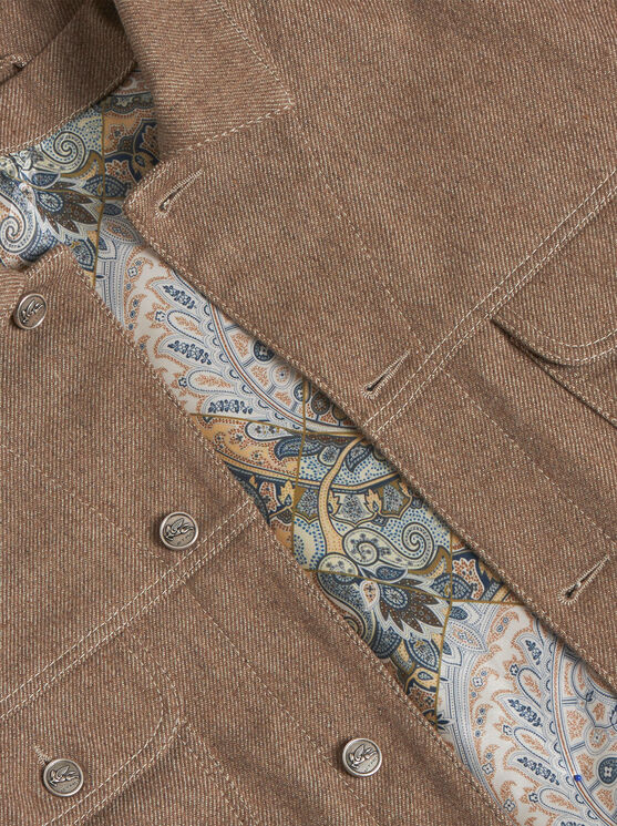 Shop Etro Denimjacke Mit Pegaso-knöpfen In Beige