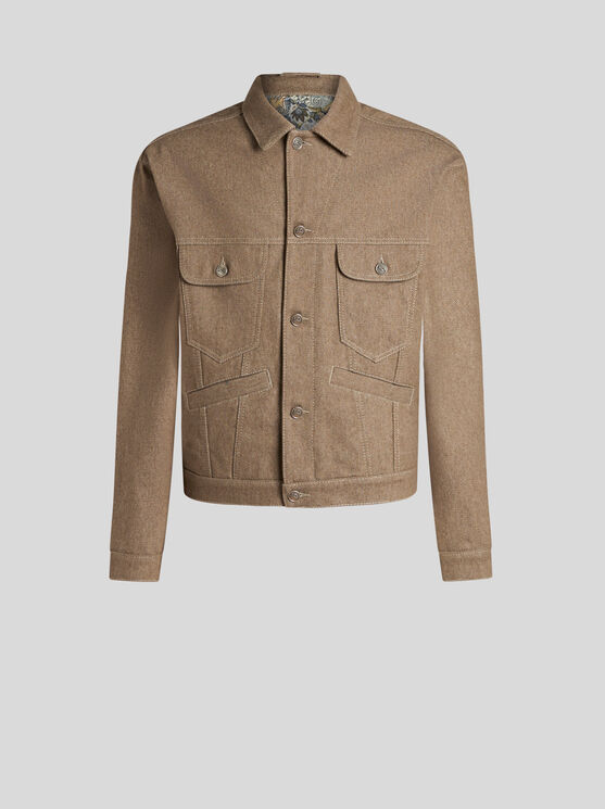 Shop Etro Denimjacke Mit Pegaso-knöpfen In Beige