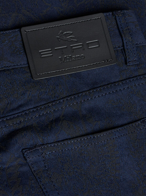 Shop Etro Jacquard Jeans In Navy Blue