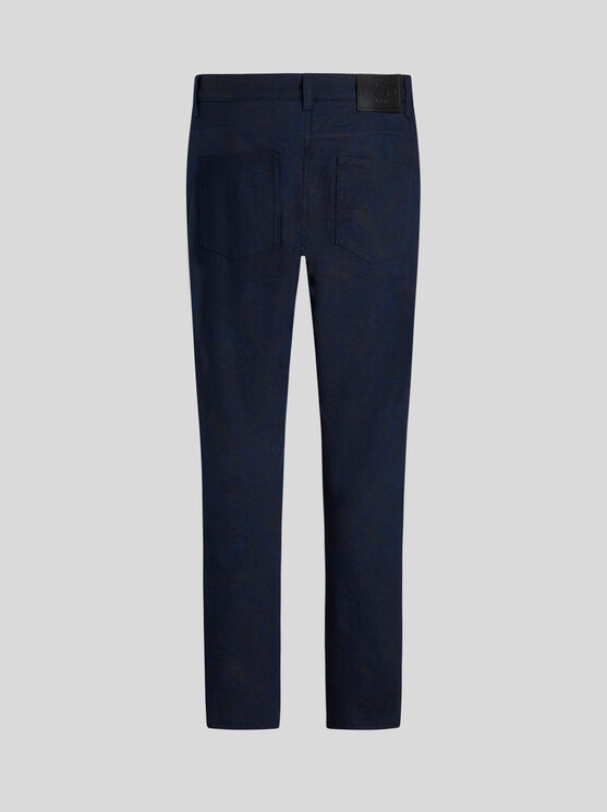 Shop Etro Jacquard Jeans In Navy Blue