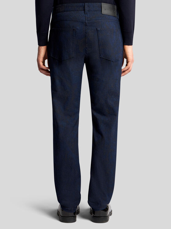 Shop Etro Jacquard Jeans In Navy Blue