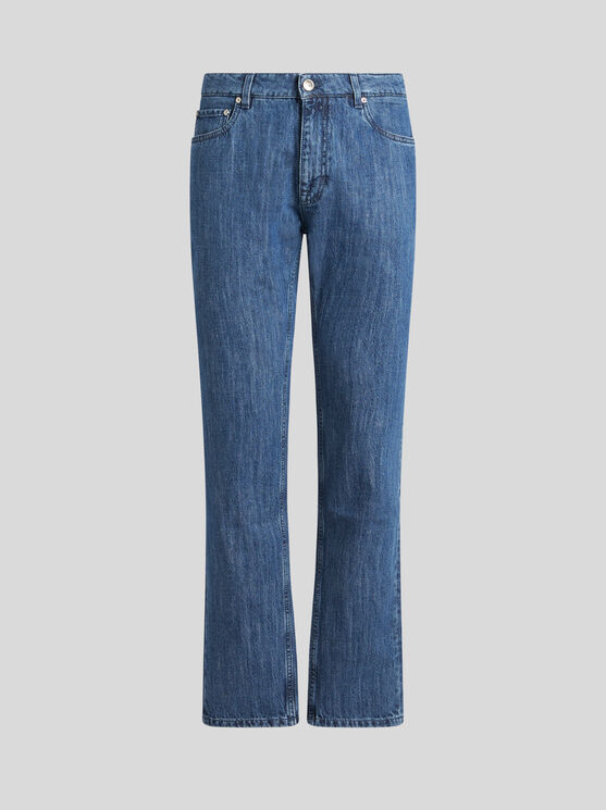 Shop Etro Five-pocket Jeans In Navy Blue