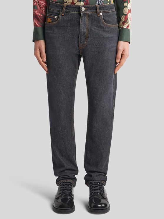 Shop Etro Five-pocket Jeans In Black