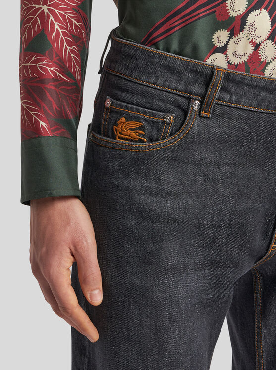 Shop Etro Five-pocket Jeans In Black