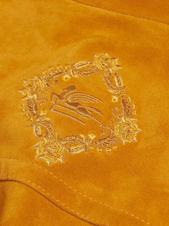 Shop Etro Suede Jacket With Embroidery In Yellow