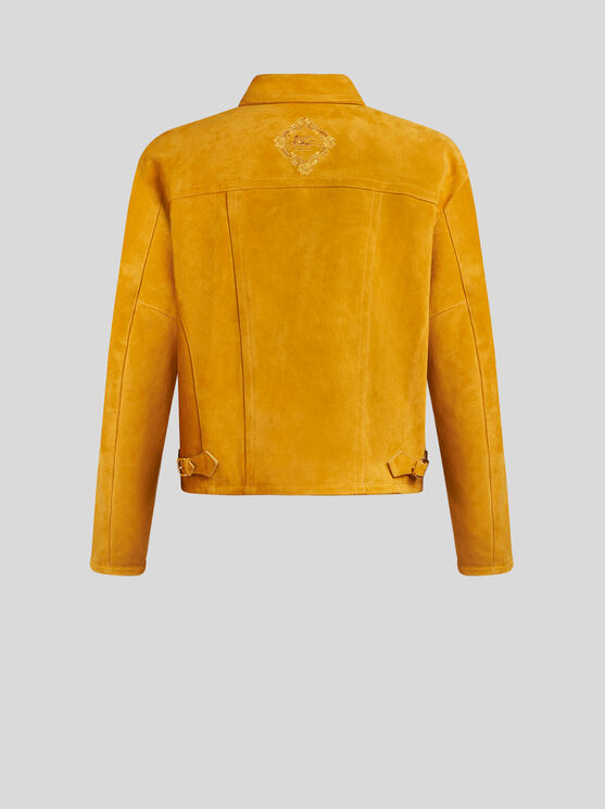 Shop Etro Suede Jacket With Embroidery In Yellow