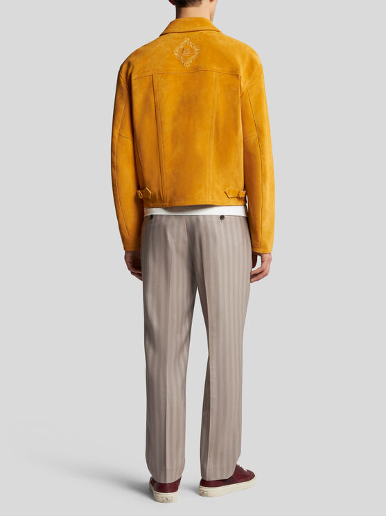 Shop Etro Suede Jacket With Embroidery In Yellow