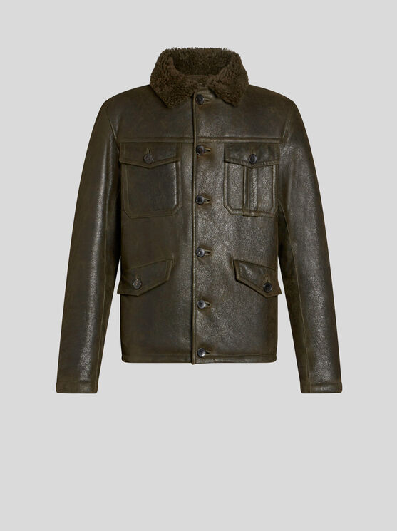 Shop Etro Shearling Jacket In Green