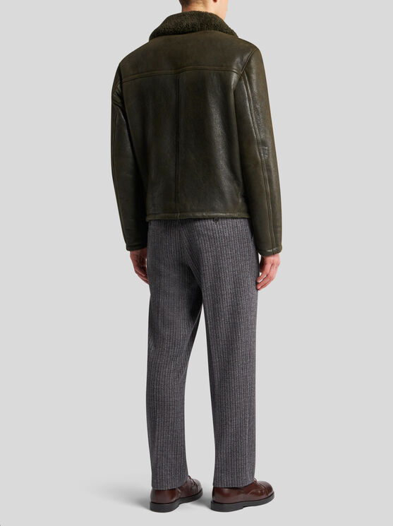 Shop Etro Shearling Jacket In Green