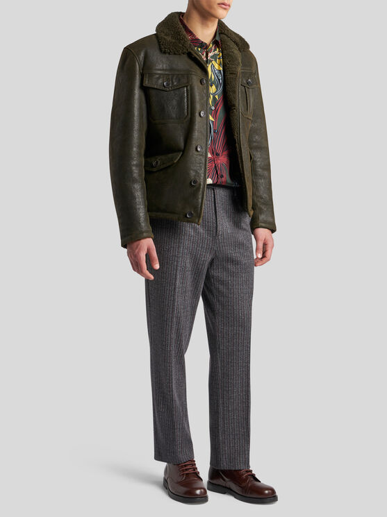 Shop Etro Shearling Jacket In Green