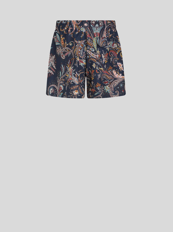 Shop Etro Paisley Swim Shorts In Navy Blue