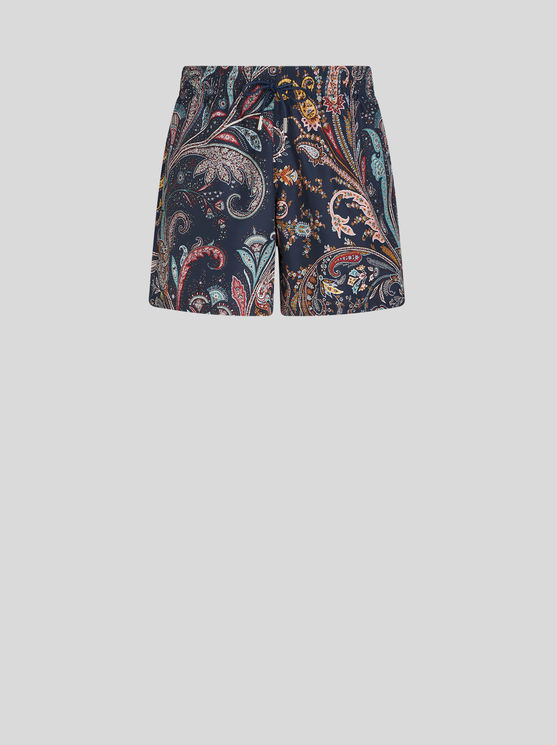 Shop Etro Paisley Swim Shorts In Navy Blue