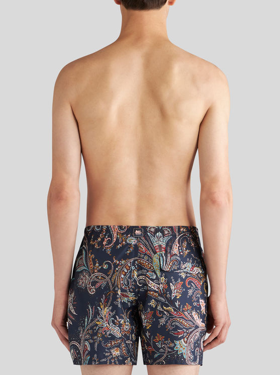 Shop Etro Paisley Swim Shorts In Navy Blue