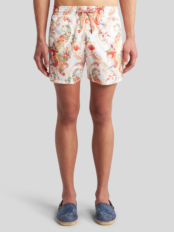 Shop Etro Summer Paisley Swim Shorts In Multicolour