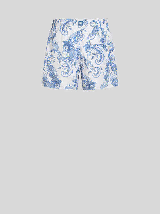 Shop Etro Summer Paisley Swim Shorts In Light Blue