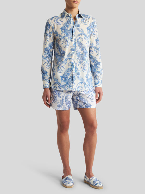 Shop Etro Summer Paisley Swim Shorts In Light Blue