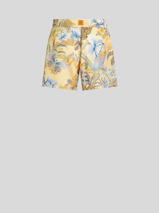 Shop Etro Swim Shorts With Print In Yellow