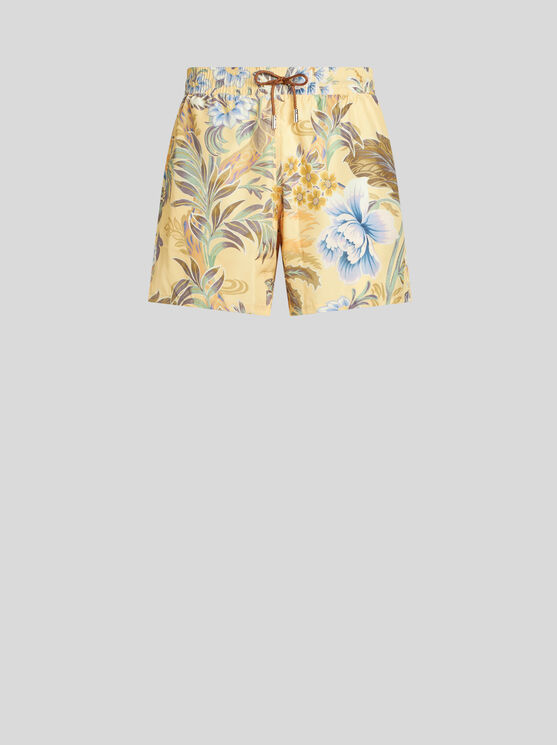 Shop Etro Swim Shorts With Print In Yellow