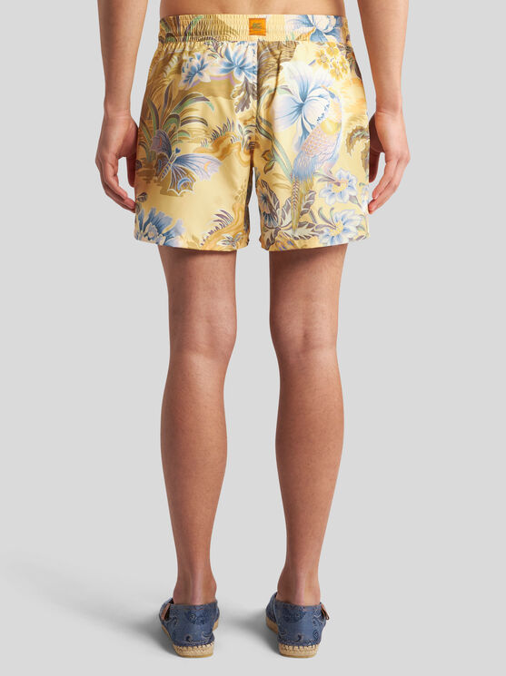 Shop Etro Swim Shorts With Print In Yellow