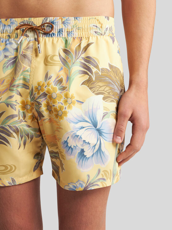 Shop Etro Swim Shorts With Print In Yellow