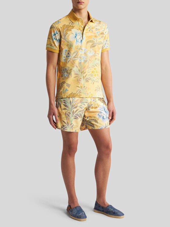 Shop Etro Swim Shorts With Print In Yellow