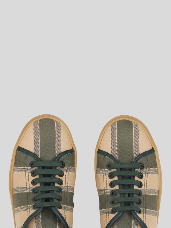 Shop Etro Jacquard Striped Sneakers In White