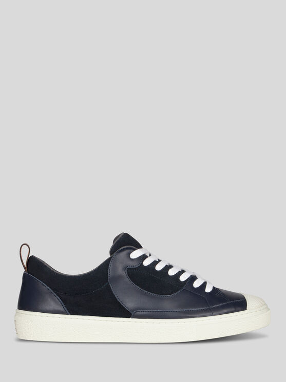 Shop Etro Leather Sneakers In Navy Blue