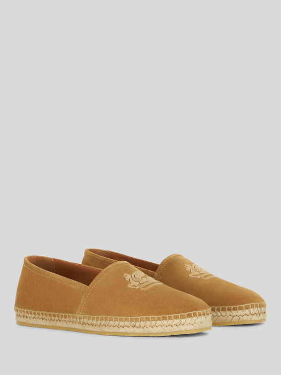 Shop Etro Suede Espadrilles With Logo In Orange