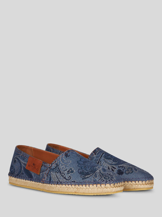 Shop Etro Espadrilles Aus Jacquard-denim In Multicolor