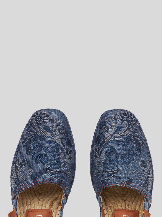 Shop Etro Espadrilles Aus Jacquard-denim In Multicolor