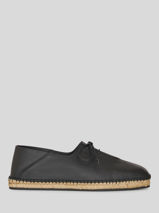 Shop Etro Leather Lace-up Espadrilles In Black