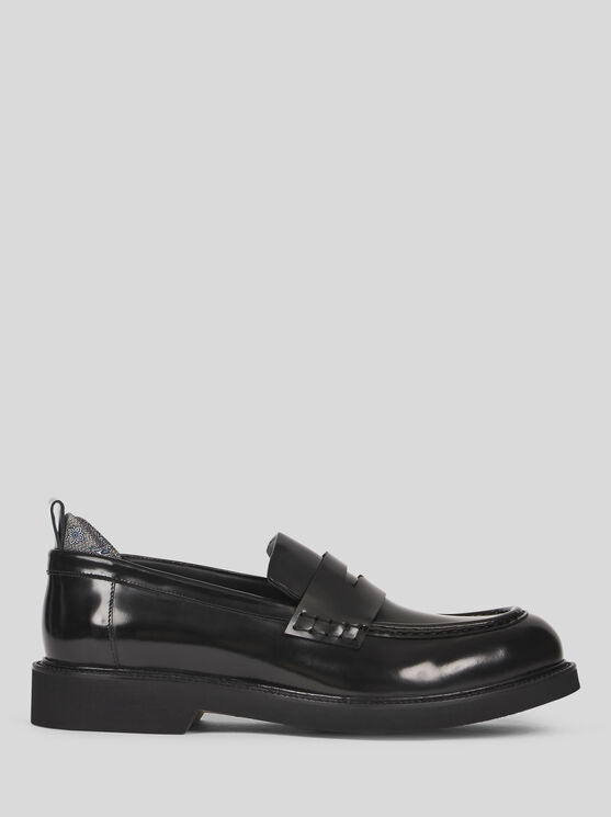 Etro Leather Penny Loafers With Insert In Black