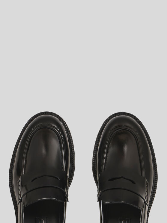 Etro Leather Penny Loafers With Insert In Black